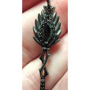 Enchanted Disney Maleficent Black Rhodium Over Silver Diamond Onyx Pendant